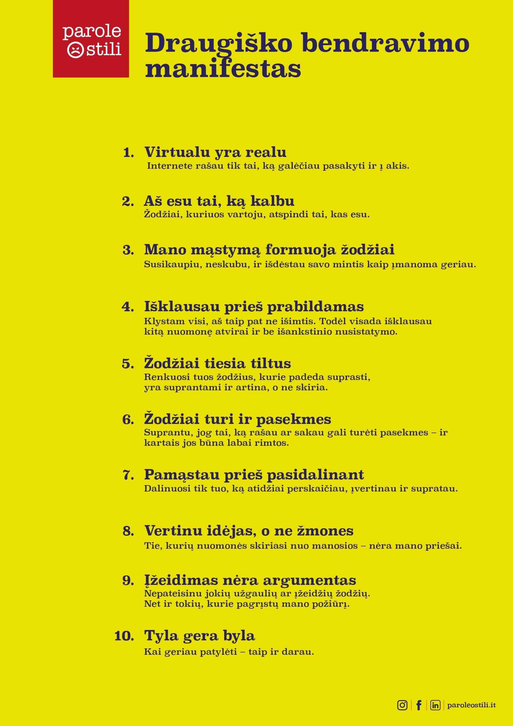 Il Manifesto in Lituano Il Manifesto in Lituano