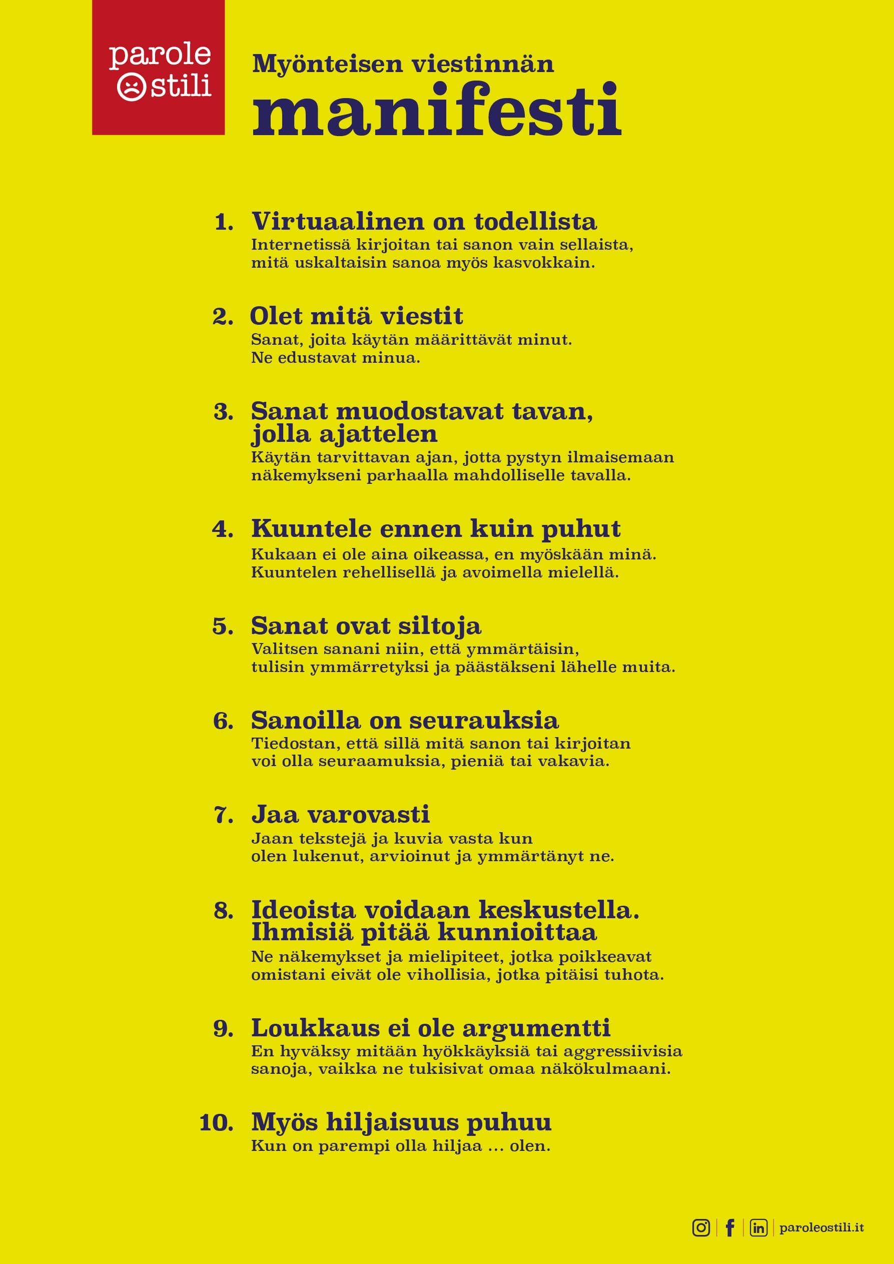 Il Manifesto in Finlandese Il Manifesto in Finlandese