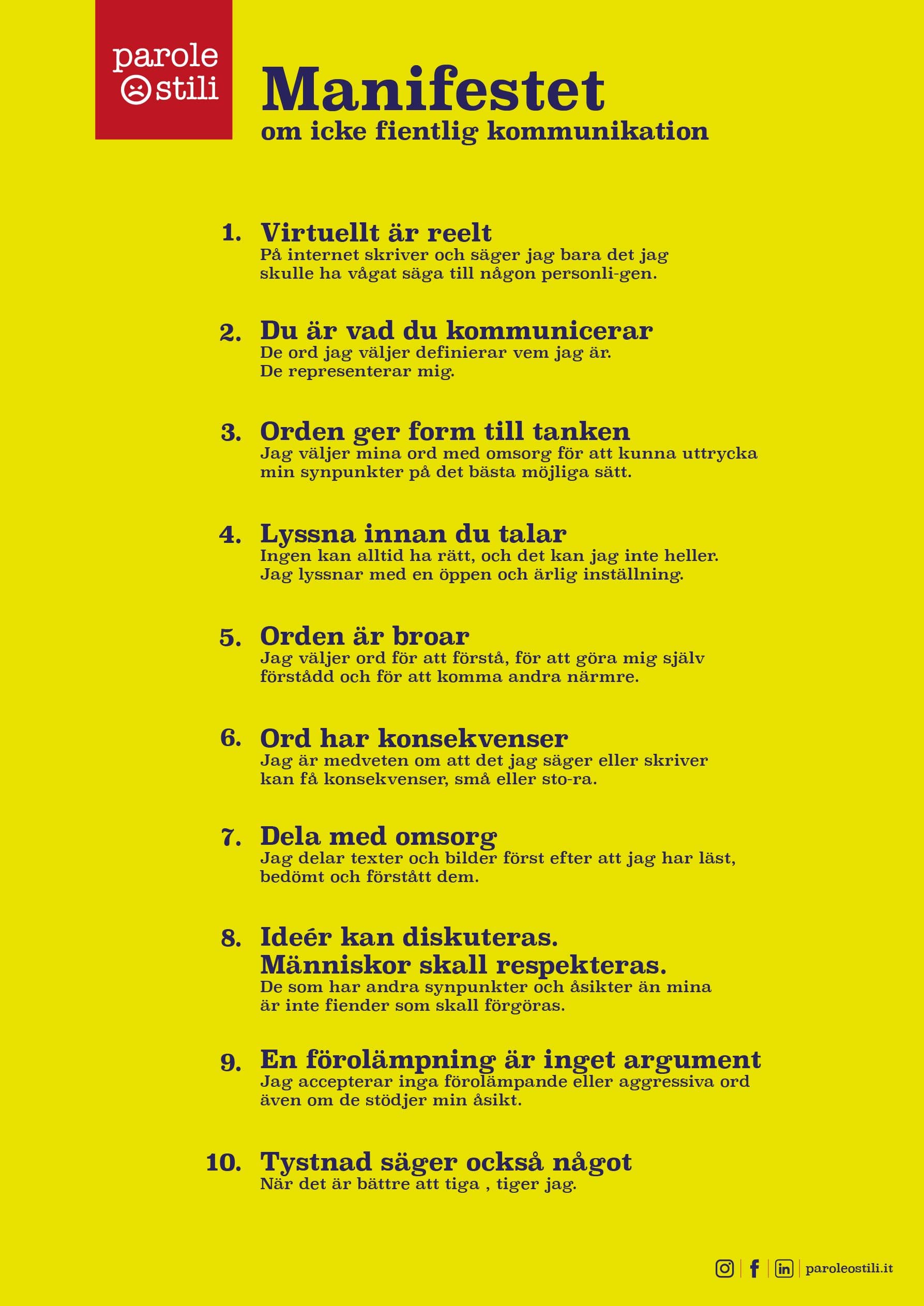 Il Manifesto in Svedese Il Manifesto in Svedese