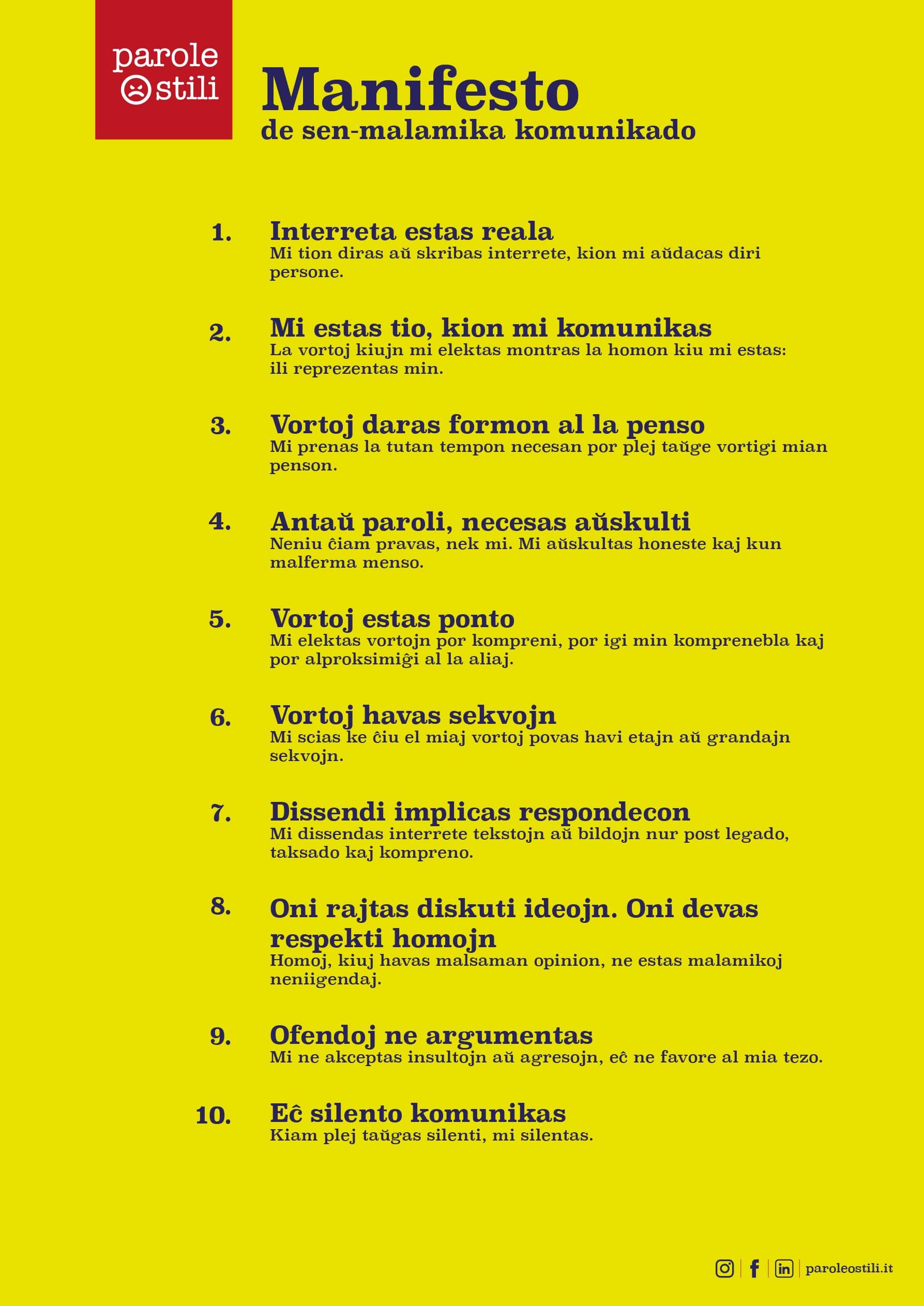 Il Manifesto in Esperanto Il Manifesto in Esperanto