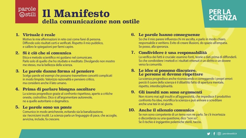 Il Manifesto Della Comunicazione Non Ostile Per La Scienza 8926